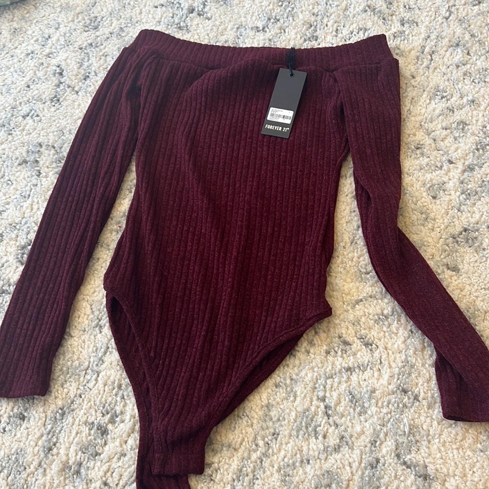 Burgundy off the shoulder bodysuit